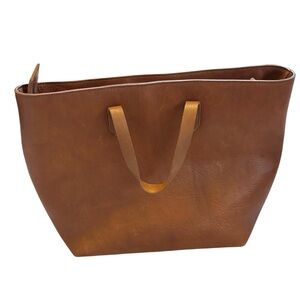 Madewell Leather Tote Bag Zipper Closure Brown OS Timeless Capsule Classic